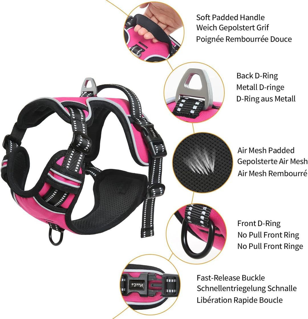 HEELE Hundegeschirr, Zugentlastung, reflektierend, mit gepolstertem Griff, Kontrolle, 2 Metallringe,