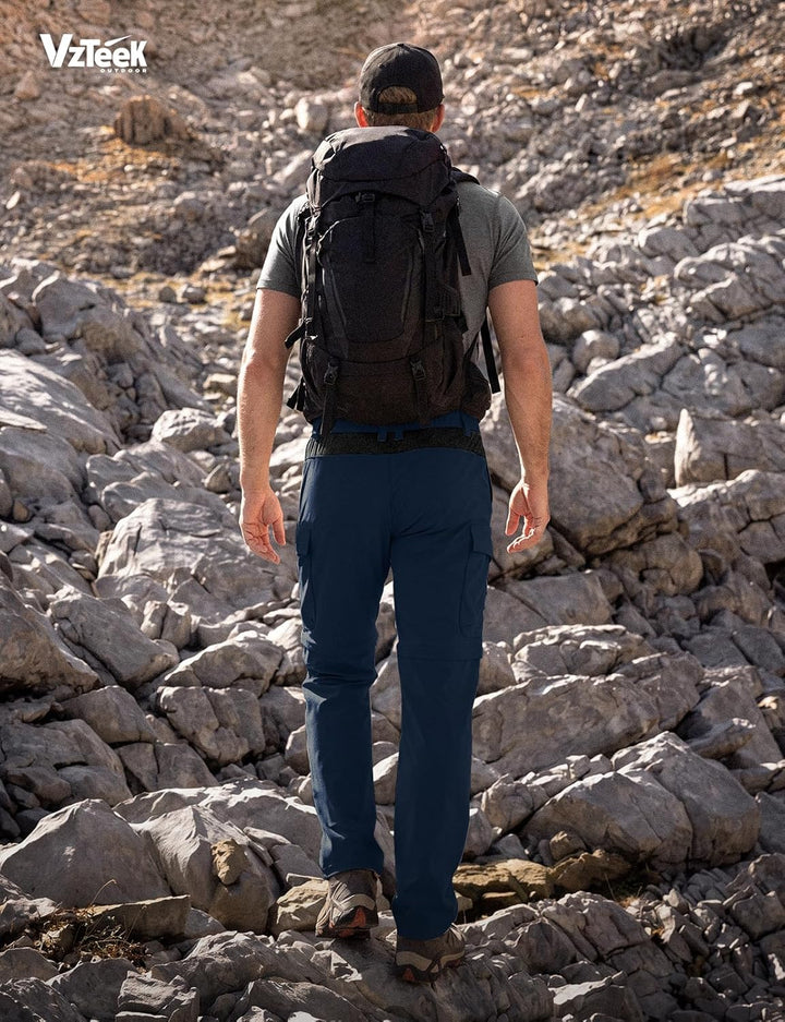 Vzteek Herren Wanderhose Zip Off Trekkinghose Outdoorhose Sommer Softshell Stretch Hose Kurz für Wan