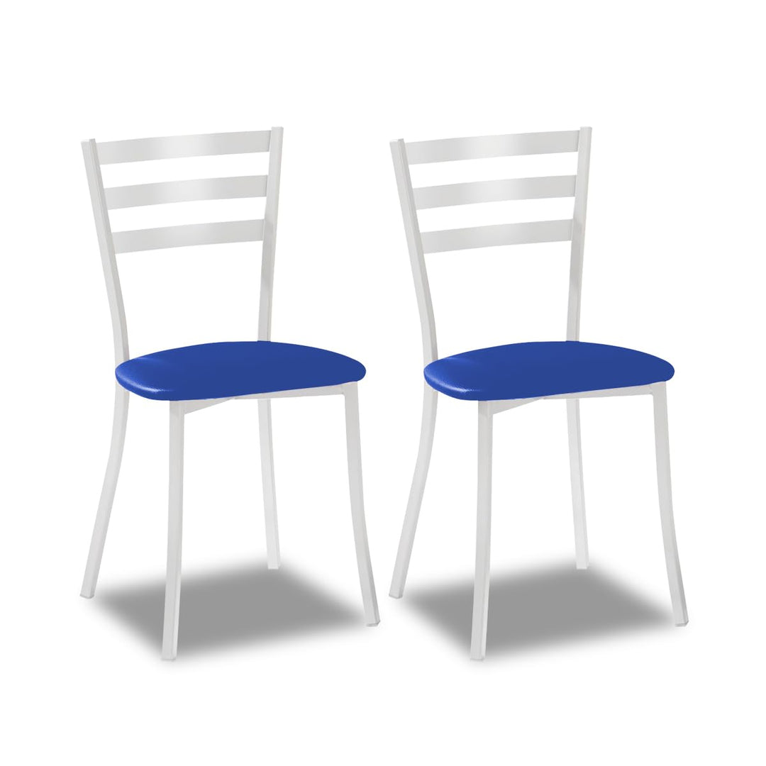 ASTIMESA SCRRAZ Zwei Küchenstühle, Metall Aluminium Kunstleder, blau, Altura de asiento 45 cms