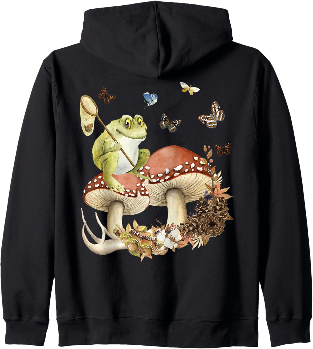 Vintage Pilze Frosch Schmetterlinge Natur Pilzsammler Pilze Kapuzenjacke