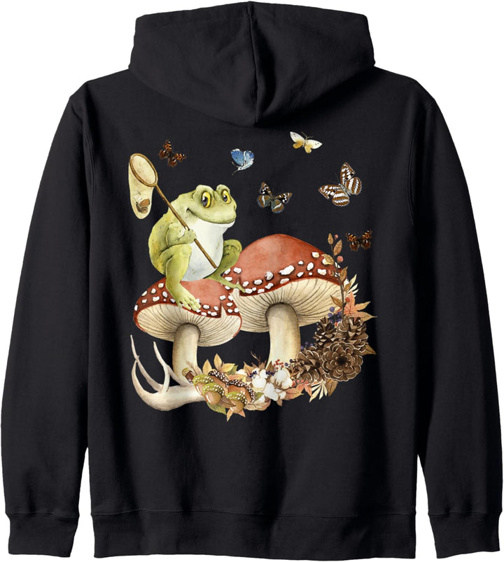 Vintage Pilze Frosch Schmetterlinge Natur Pilzsammler Pilze Kapuzenjacke