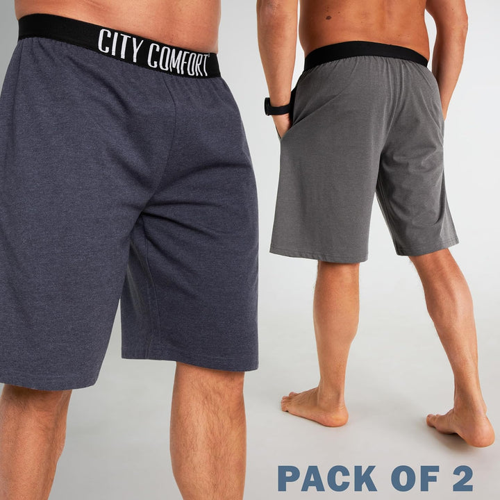 CityComfort Pyjama Shorts Herren, Kurze Schlafanzughose Herren mit Seitentaschen &amp; Elastischem Bund