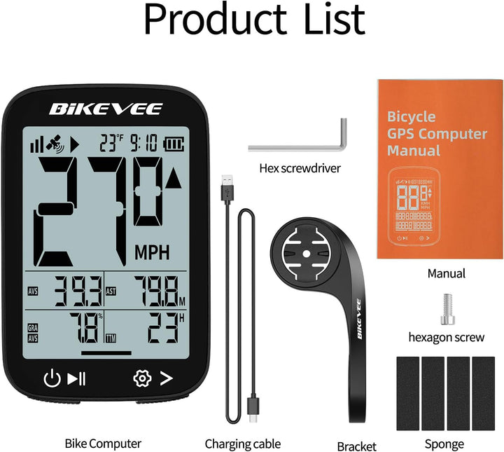 GPS Fahrradcomputer Kabellos Wasserdicht 2.4 Zoll FSTN Display IPX7 28h Akkulaufzeit Leichtes Fahrra