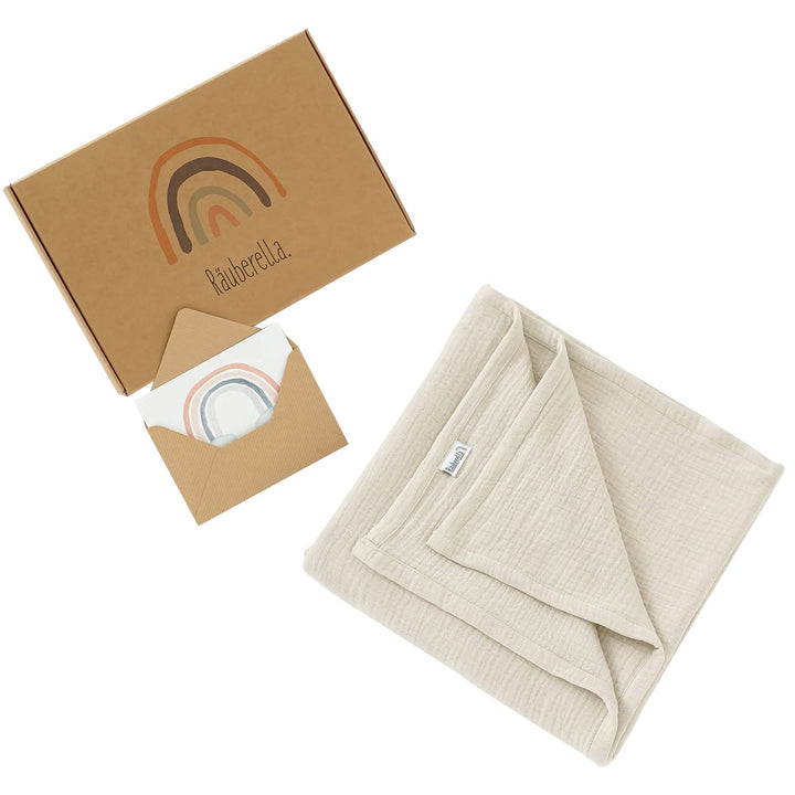 Räuberella ® Original Kuscheldecke 120cm x 120cm Babydecke aus 100% Musselin Bio Baumwolle - Geschen