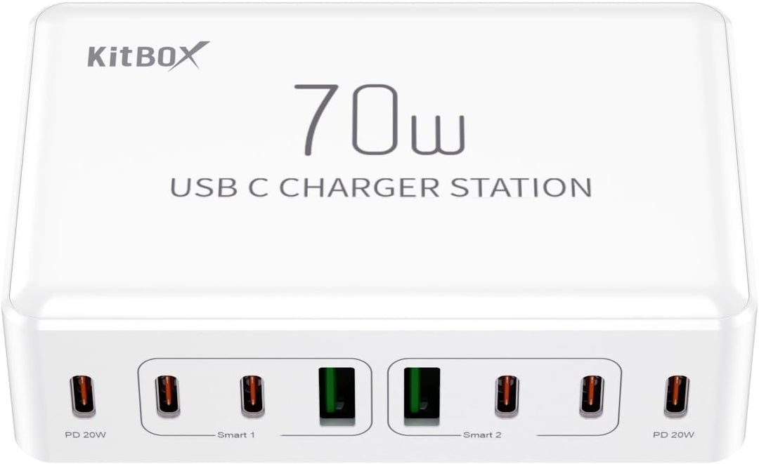70W USB C Ladegerät Mehrfach Netzteile für Handys Multi USB-C Ladestation mit mehrere 20 W PD-Ports