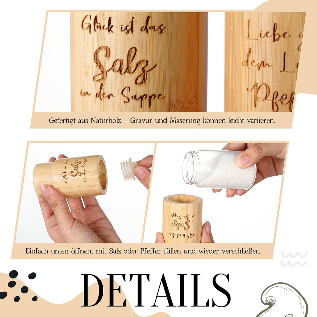 Geiserailie Salz- und Pfefferstreuer aus Holz Hochzeitsgeschenk Set mit Holzpalette Salz und Pfeffer