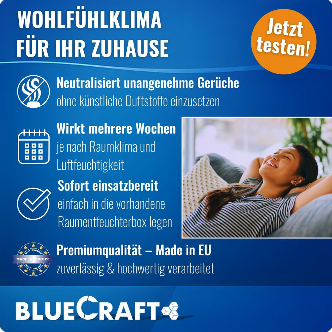 Bluecraft - 10x 1kg Luft-Entfeuchter Granulat Nachfüllpack im Vliesbeutel Raumentfeuchter ohne Strom