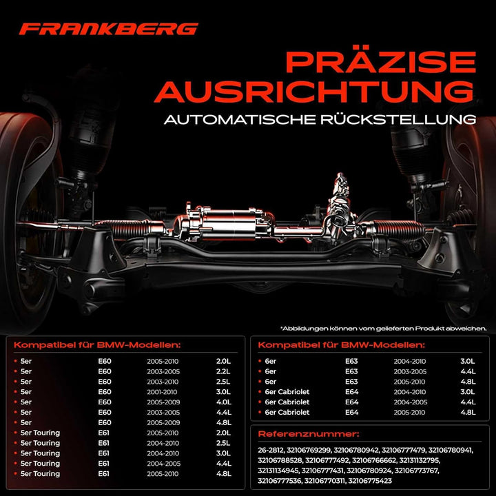 Frankberg Lenkgetriebe Servolenkgetriebe Hydraulisch für Linkslenker Kompatibel mit 5er E60 2.0L-4.8