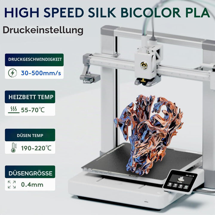 ERYONE Dual Seiden PLA Filament 1.75mm,Co-Extrucsion PLA Seiden Filament für 3D Drucker +/- 0,03 mm,