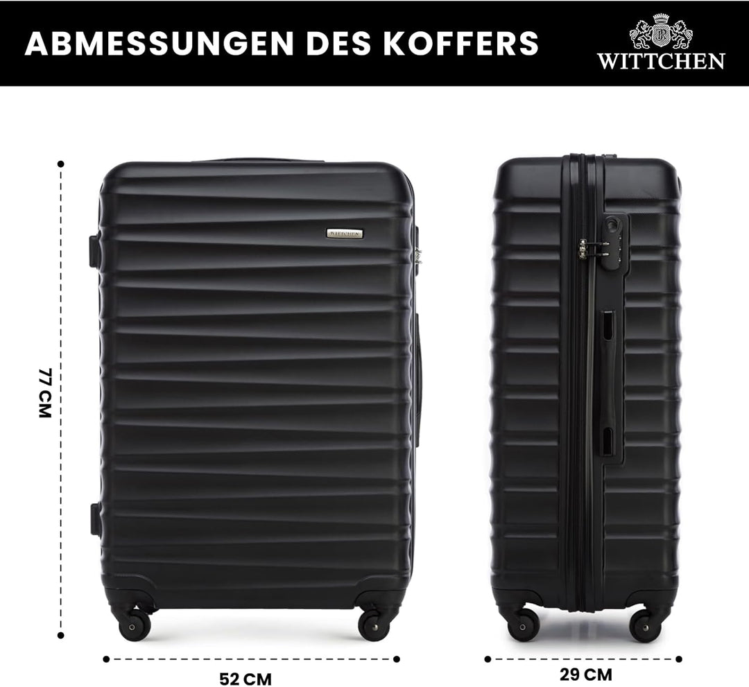 WITTCHEN Reisekoffer Rollkoffer Trolley Grosser Koffer Handgepäck Hartschale aus ABS mit 4 Spinner-R