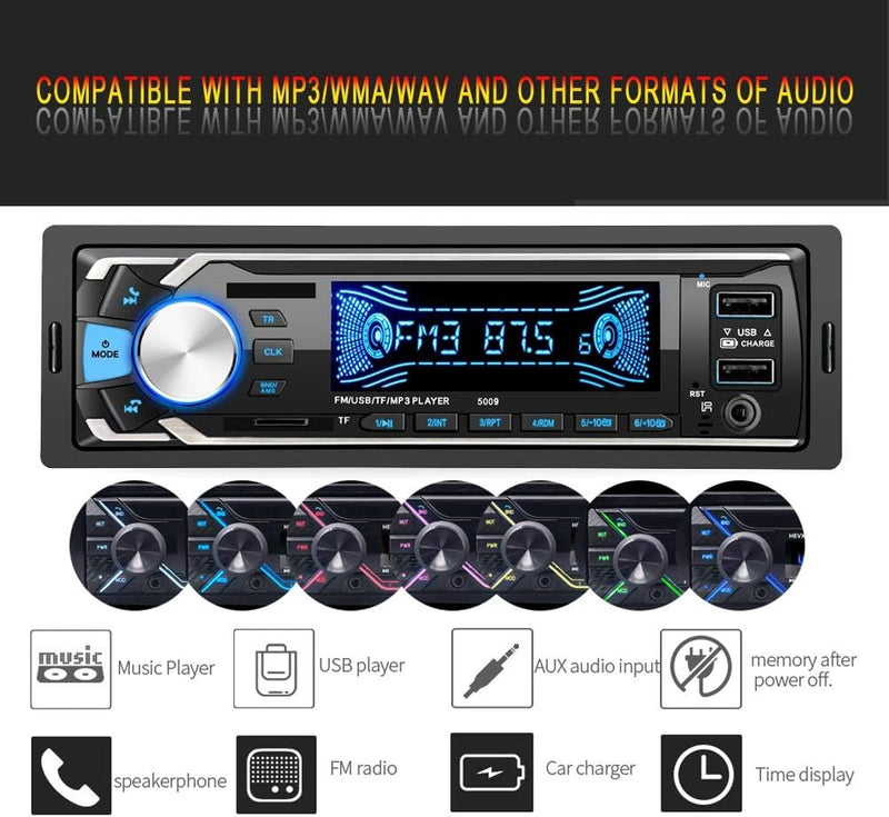Hakeeta Bluetooth Autoradio mit Mikrofon und Fernbedienung unterstützt FM-Radio /MP3-Player- Freispr