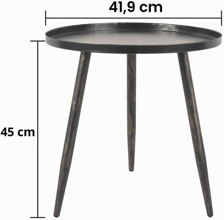 H JINHUI Beistelltisch aus Metall, 45 cm, für Wohnzimmer, rundes Sofaende, Couchtisch, Snack-Tisch,