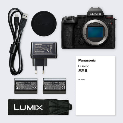 Panasonic LUMIX DC-S5 II Spiegellose Vollformat Kamera 4K 60p und 6K 30p, Flip-Screen, WLAN, Hybrid-