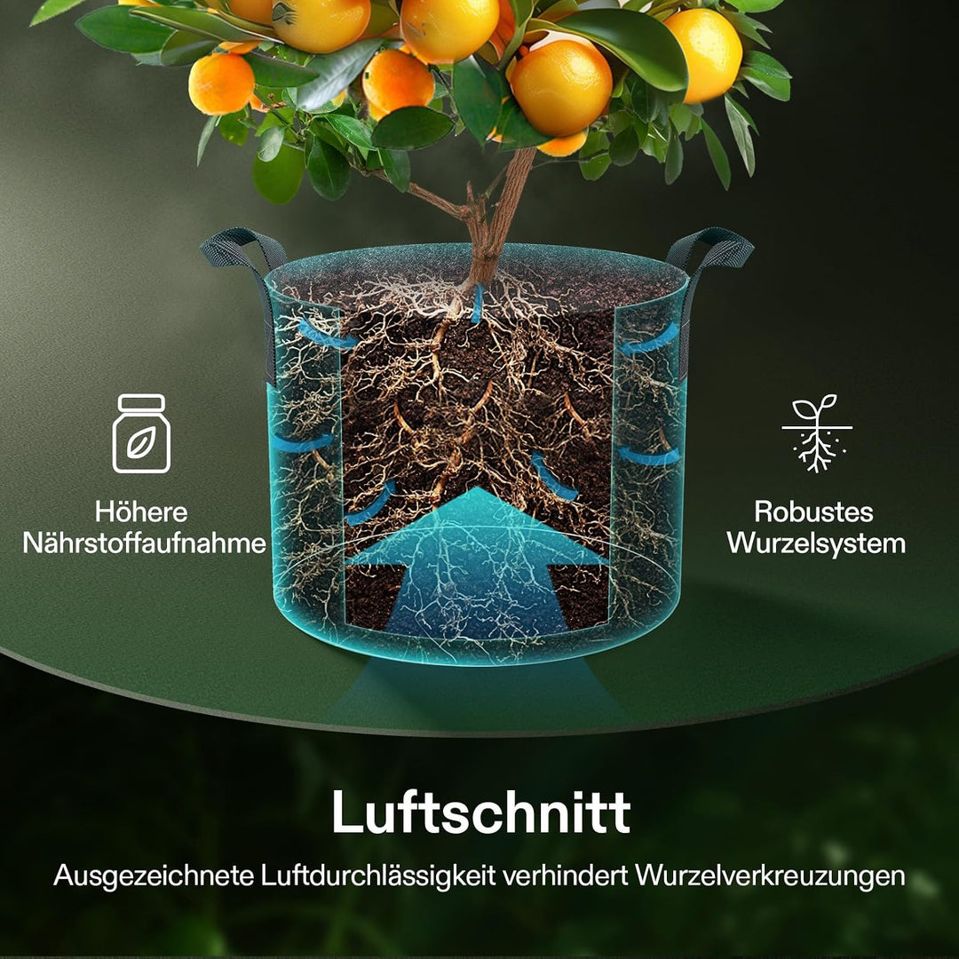 VIVOSUN 5 Stück 30 Gallonen Pflanzen Wachstum Taschen, Verdickte Vliesstoff Pflanzsack mit Starken G