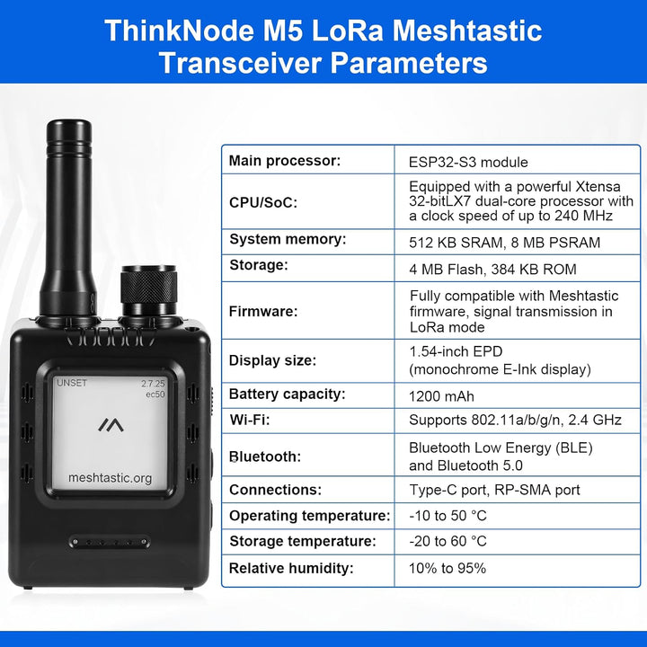 ThinkNode M5 LoRa Meshtastic Transceiver mit GPS und ESP32-S3 mit 1,54 Zoll EPD Bildschirm und Hülle
