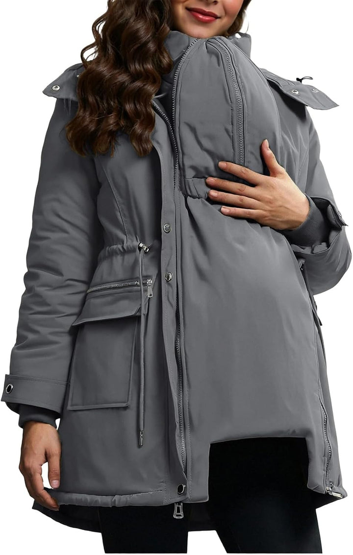 Generisch 3 In 1 Umstandsjacke Tragejacke mit Babyeinsatz Wintermantel Trageeinsatz Jacke Jackenerwe
