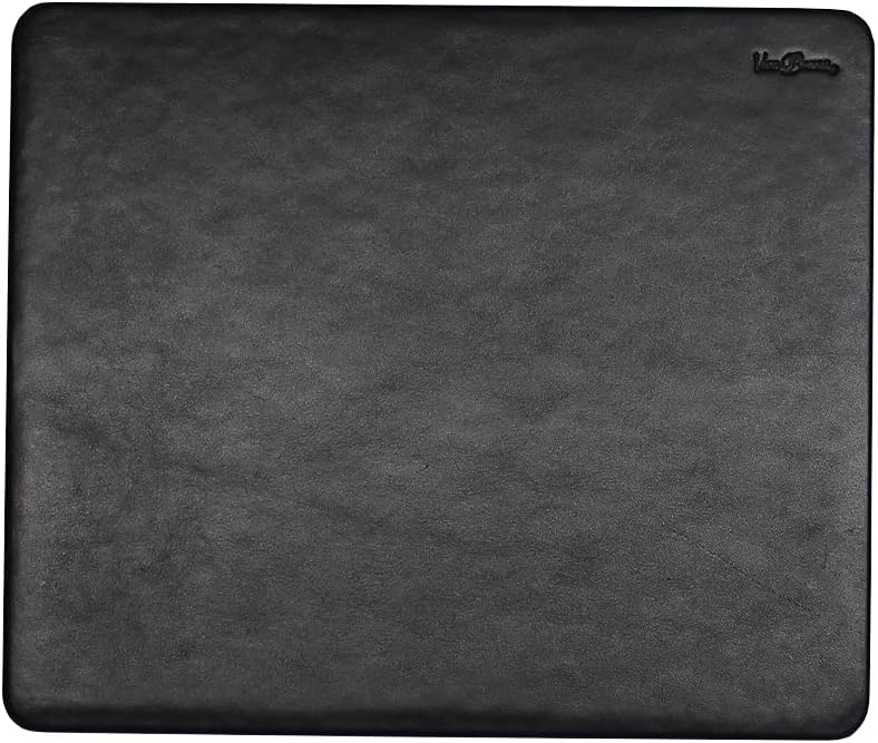 Schreibtischauflage mit Mousepad aus schwarzem glattem Vollrindleder