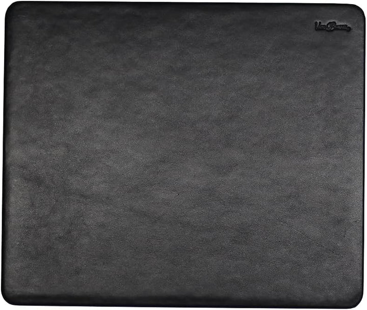 Schreibtischauflage mit Mousepad aus schwarzem glattem Vollrindleder