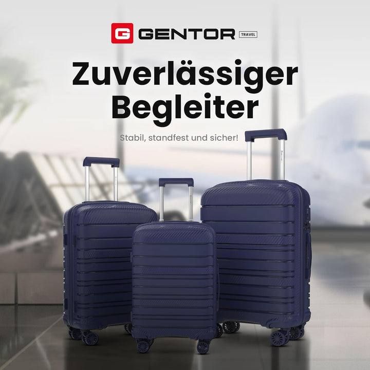 GENTOR Koffer Reisekoffer mit Rollen Carbonoptik Hartschalenkoffer Trolley Handgepäck mit TSA-Schlos