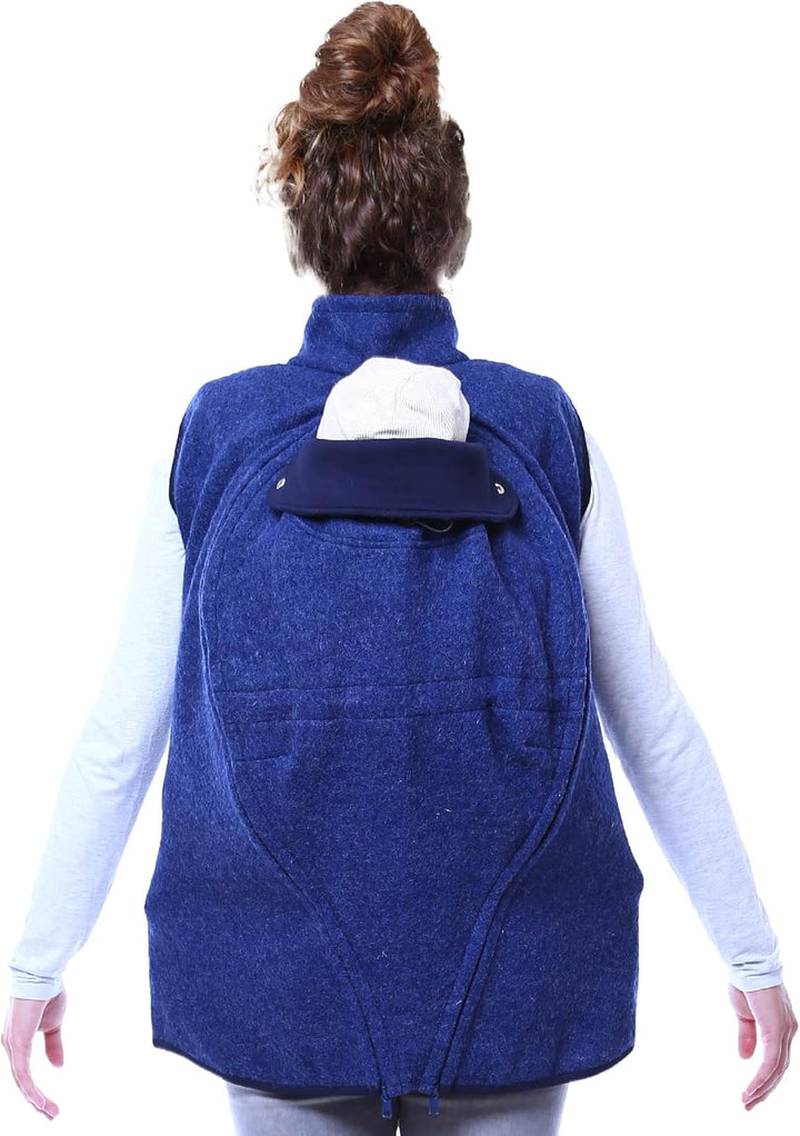 Viva la Mama - Trageweste aus Wollwalk Umstandsweste Wollweste zum Babytragen - PEVE S blau mélange,