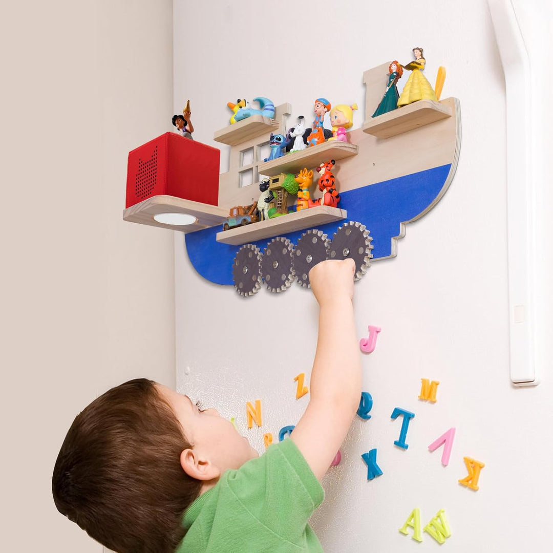 Todeco Tonie-Regal für Toniebox Hörfiguren, Magnetische Aufbewahrung für 10-15 Tonie, Wandregal Kind
