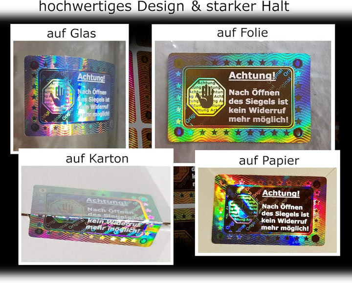 2010 Stk - 3D Hologramm-Siegel 40 * 25mm silber glänzend - Rücknahmesiegel Sicherheitssiegel Qualitä