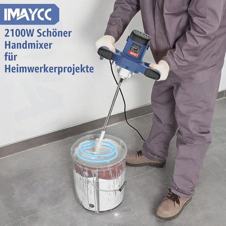 IMAYCC 2100W Rührwerk Mörtelrührer Elektrischer Beton Mischer Mörtelmischer M14 6 Geschwindigkeits R