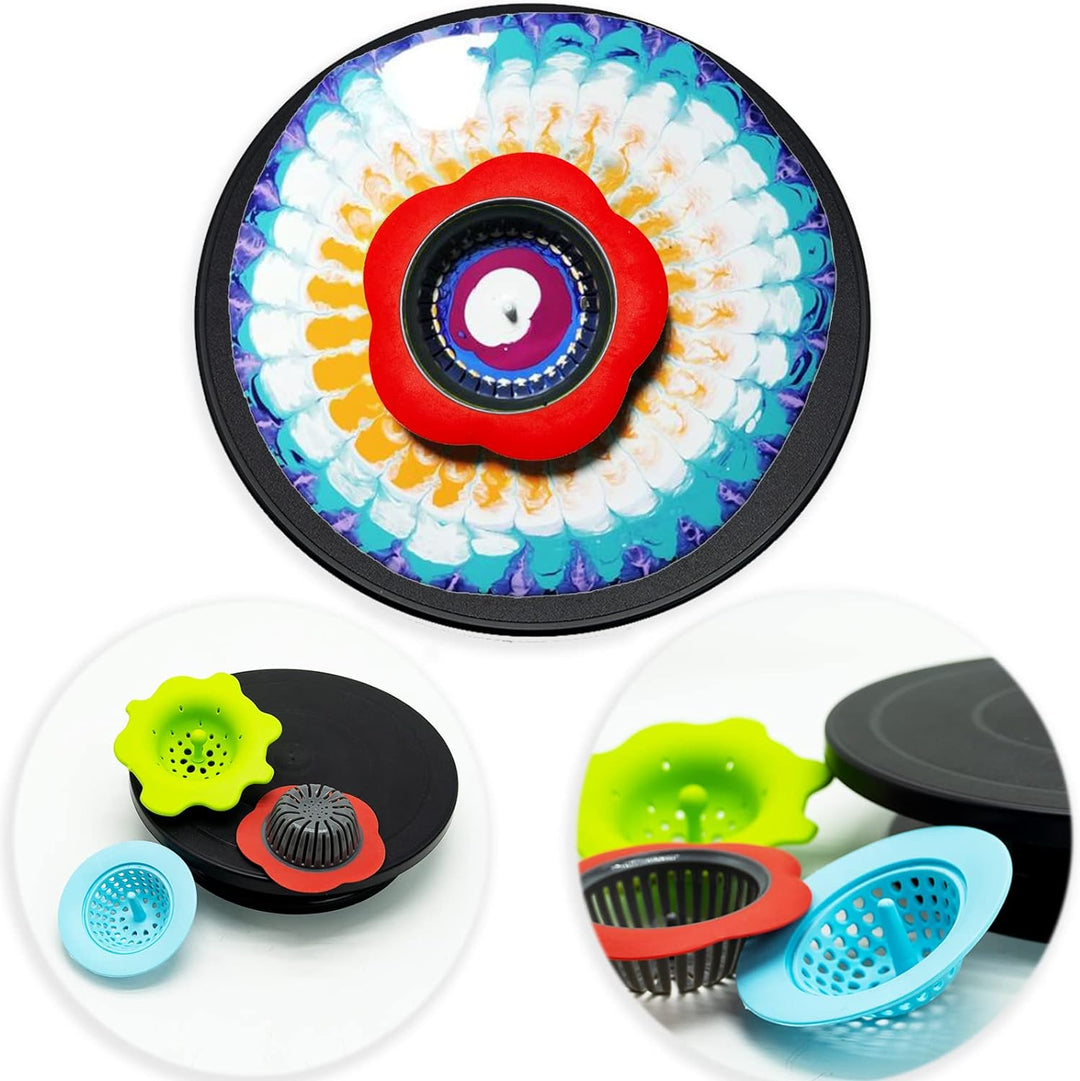 Drehbarer Drehteller, 27,9 cm, drehbar, für Kuchen, drehbar, schwarz, zum Spritzen, mit Kegeltuch-St