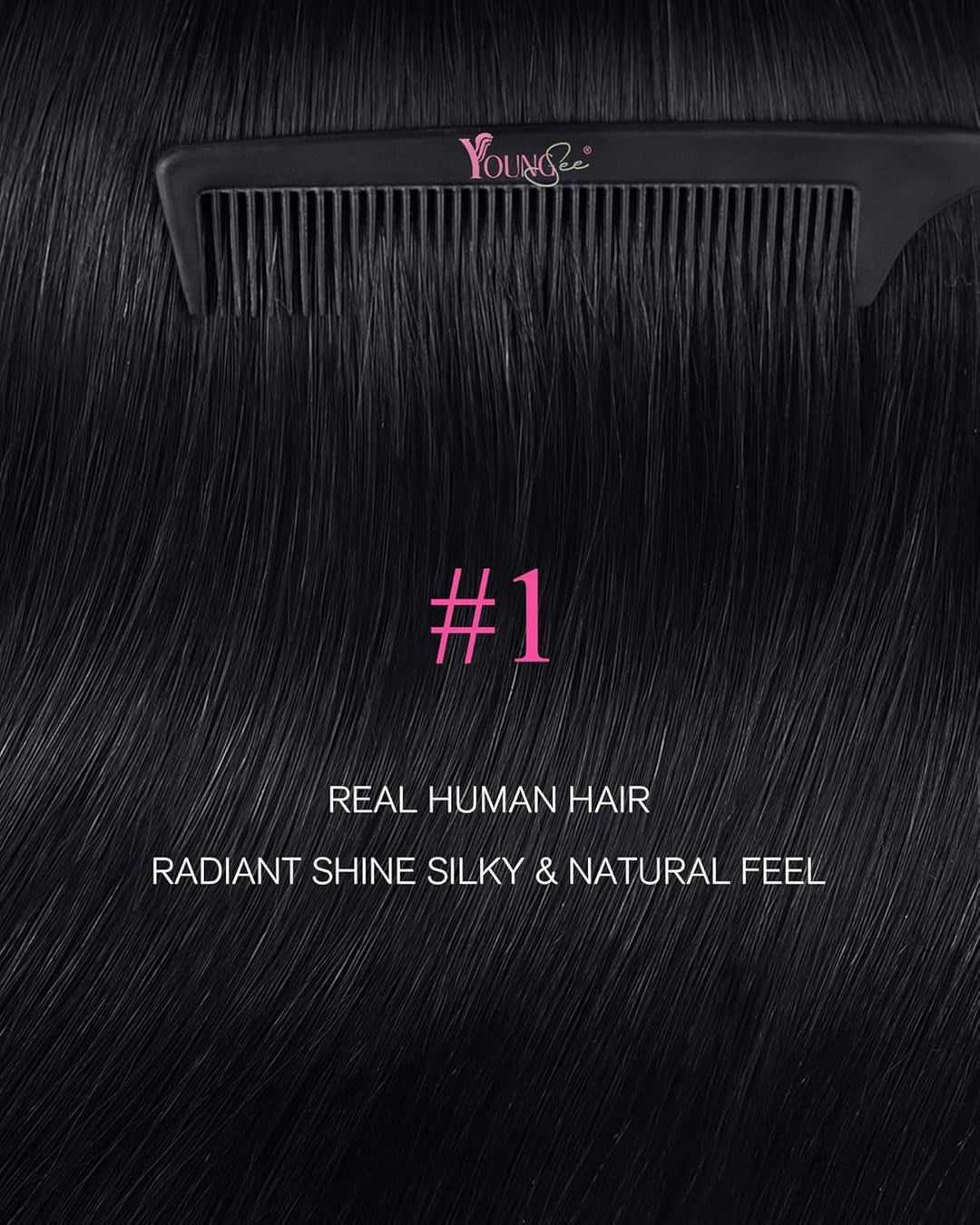 YoungSee Tape Extensions Echthaar Schwarz 45cm Echthaar Extensions Tape Schwarz Tape in Extensions S