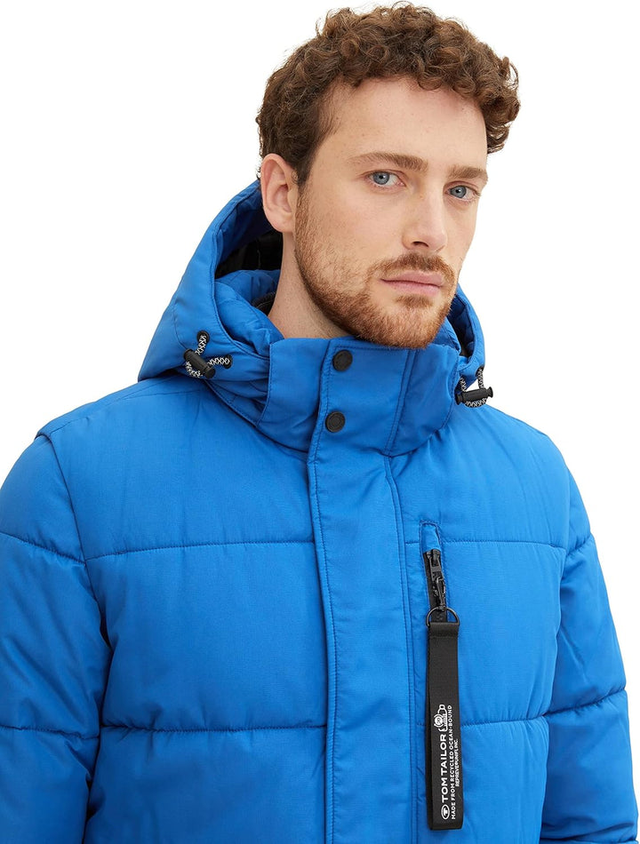 TOM TAILOR Herren puffer jacket with hood M 19168 - Hockey Blue, M 19168 - Hockey Blue