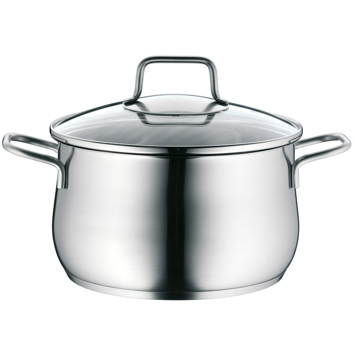 WMF Brilliant Kochtopf gross 20cm, Glasdeckel, Fleischtopf Induktion 3,7l, Cromargan Edelstahl satin
