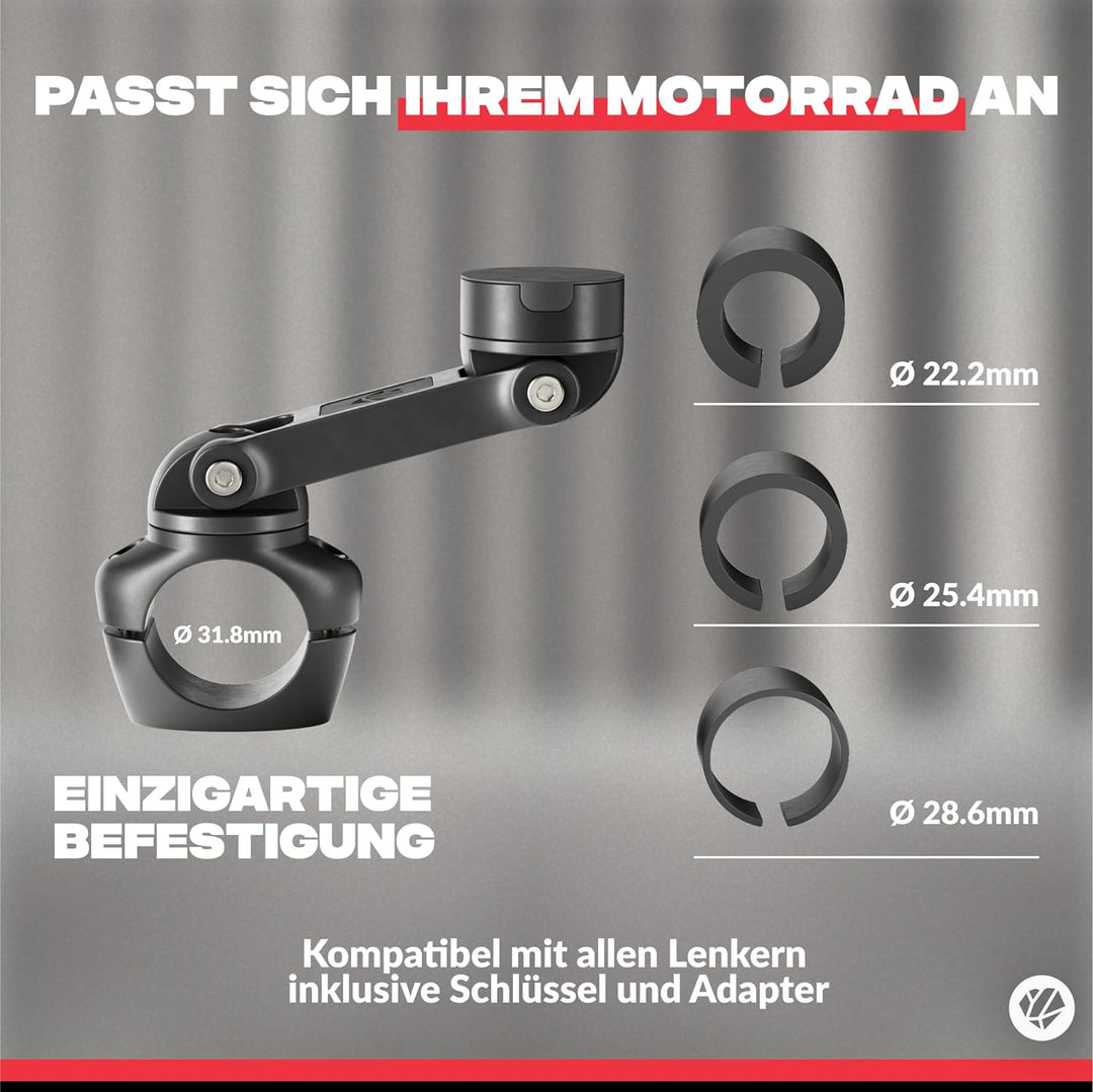 Shapeheart französische Innovation, magnetische Motorrad-Telefonhalterung Pro mit Gelenkarm und abne