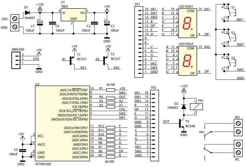 AVT3200 KIT DIY Universal-Zeitschaltuhr 0-99min, DIY Timer, Elektronik Bausatz, Elektronischer Timer