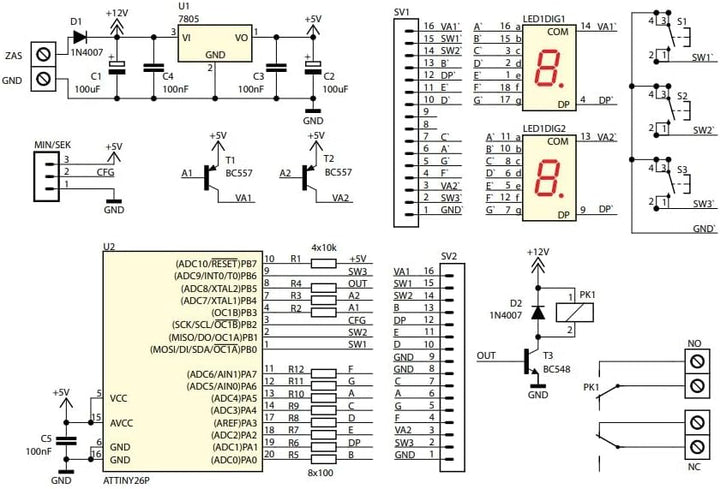 AVT3200 KIT DIY Universal-Zeitschaltuhr 0-99min, DIY Timer, Elektronik Bausatz, Elektronischer Timer