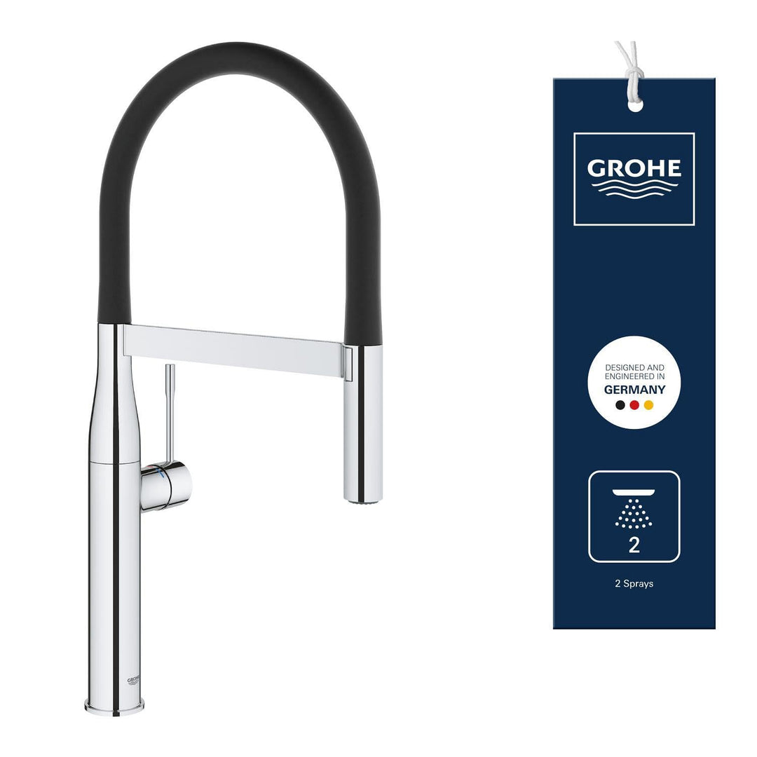 GROHE Essence, Küchenarmatur 2 Strahlarten (Wasserhahn Küche mit ausziehbarer Profibrause und magnet