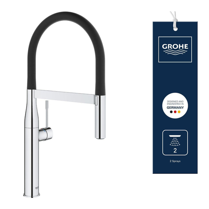 GROHE Essence, Küchenarmatur 2 Strahlarten (Wasserhahn Küche mit ausziehbarer Profibrause und magnet