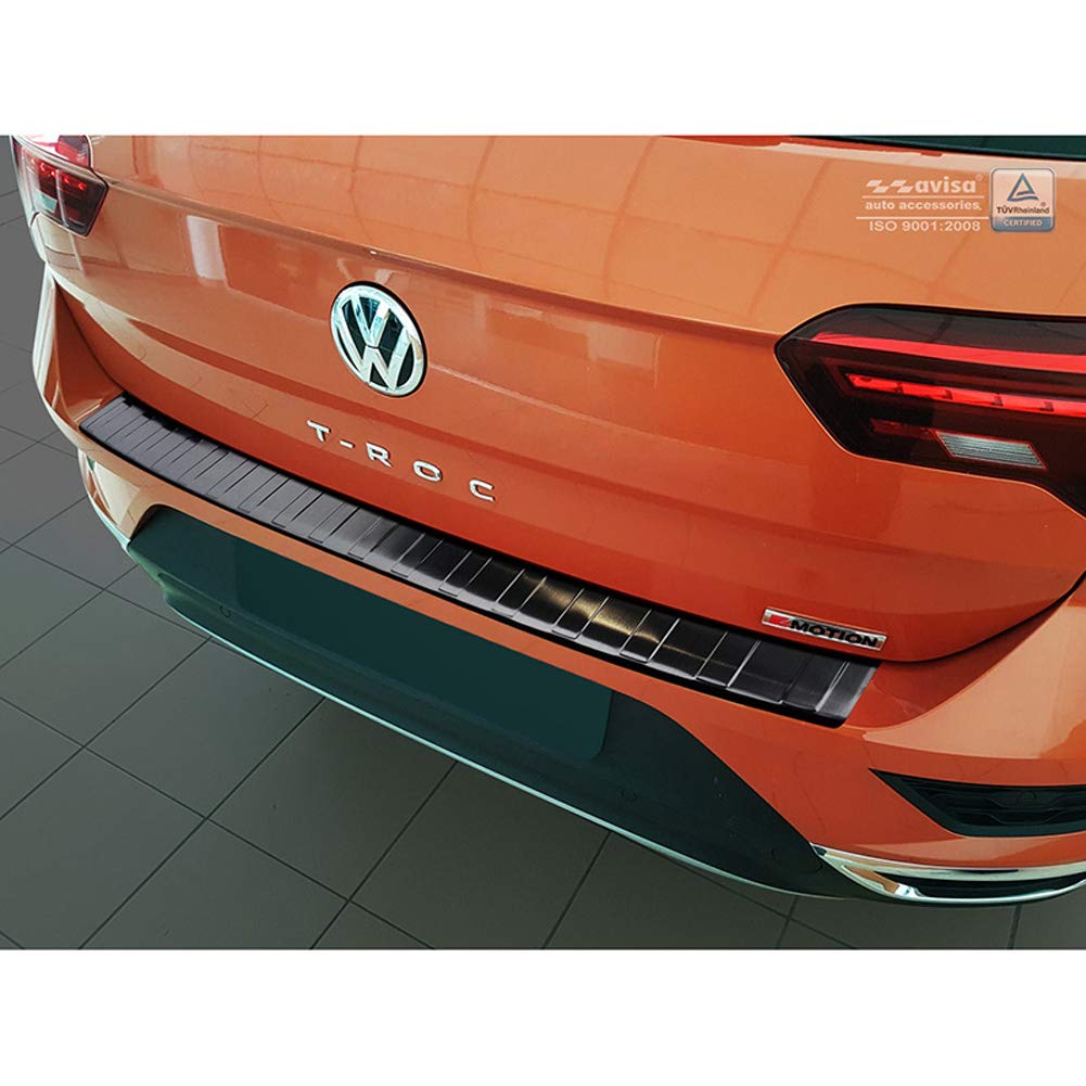 Avisa Schwarz Edelstahl Heckstossstangenschutz kompatibel mit Volkswagen T-Roc 2017-2022 & Facelift