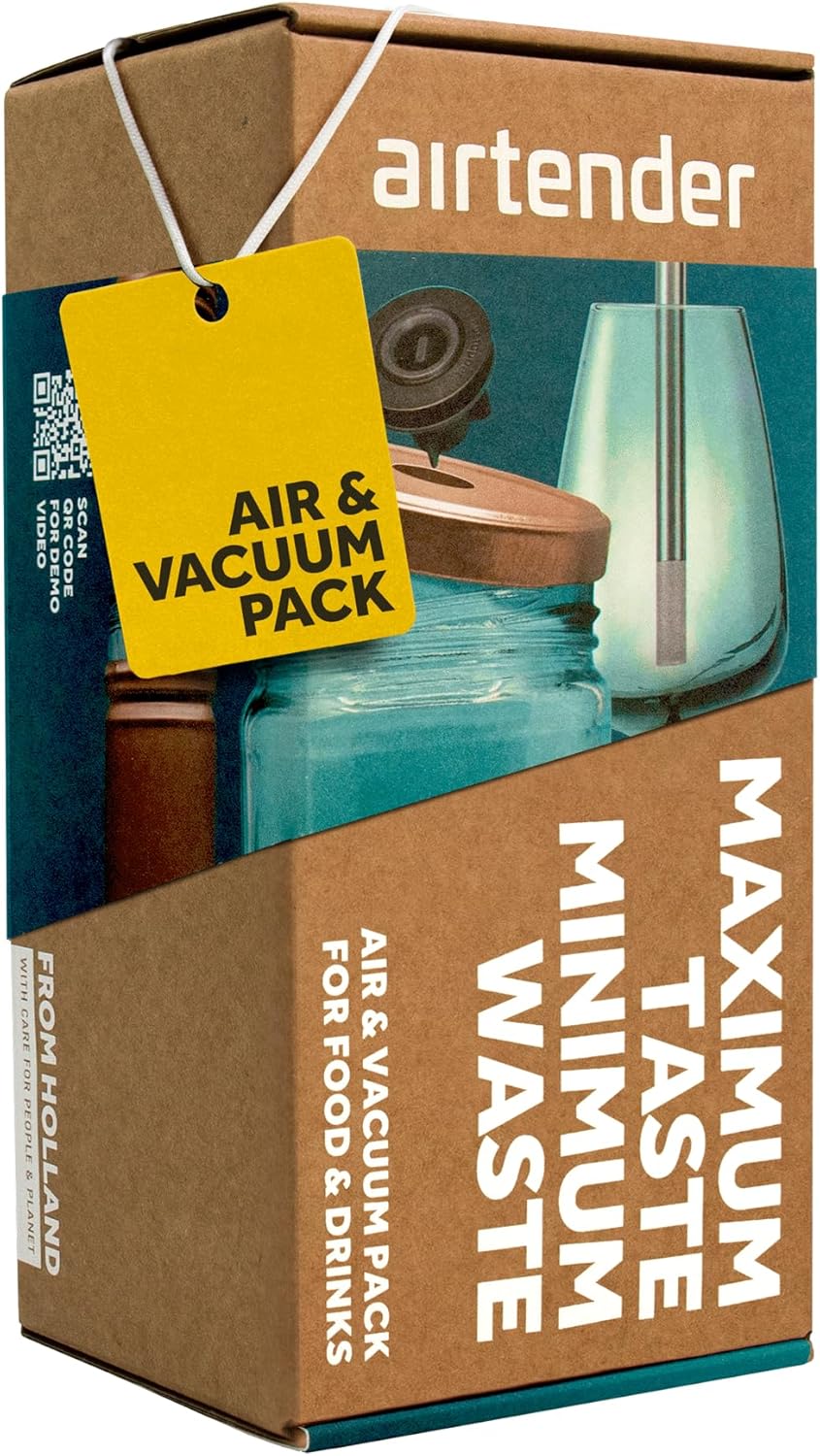 Airtender Air & Vacuum Set (schwarz, 11-tlg. Set, 6x Nanostopper, 1x Vakuumpumpe, 1x Deckelstanze, 1