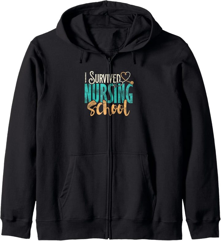 Funny Nursing School - I survived Nursing School Shirt Kapuzenjacke