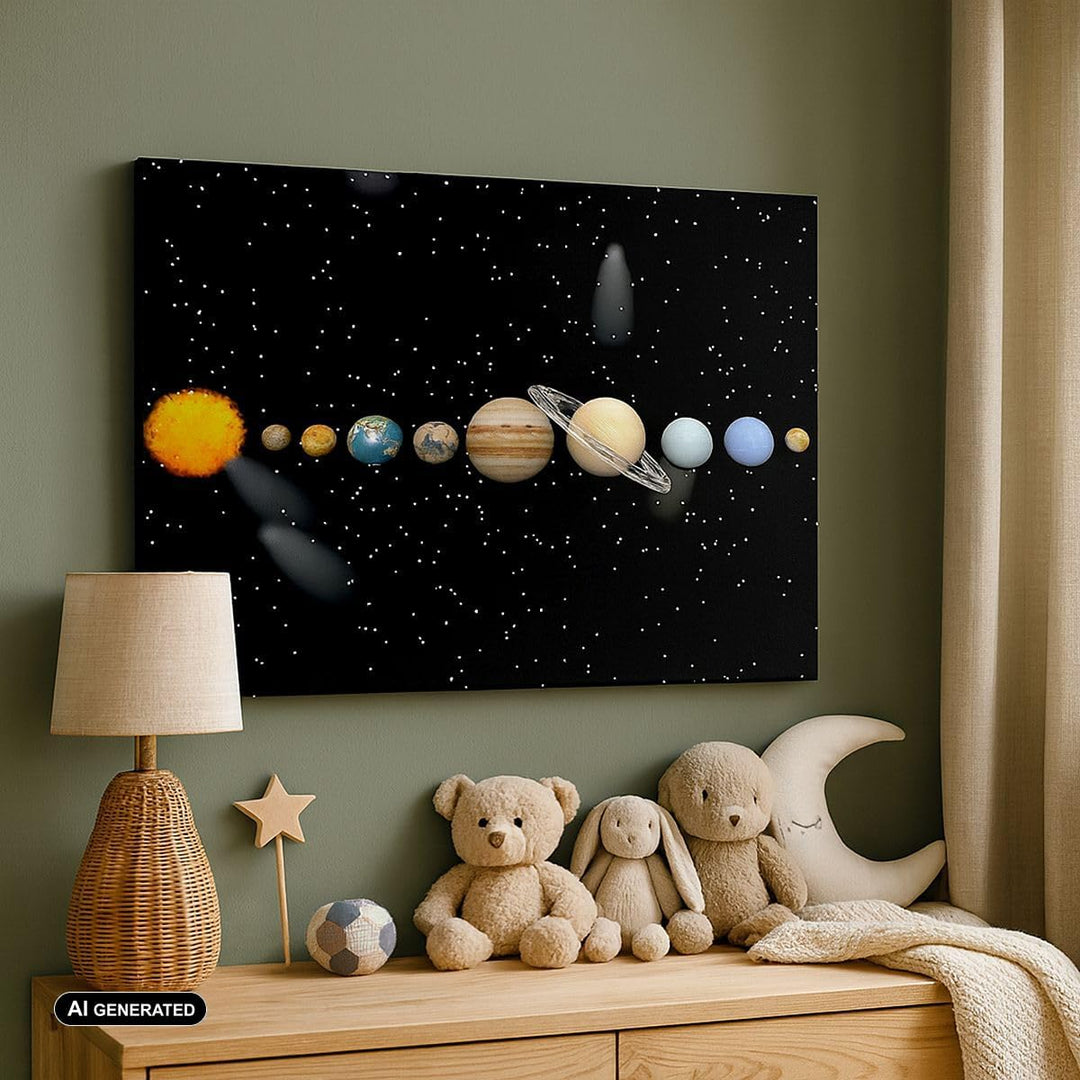 Bilder auf Leinwand Universum Galaxie Planeten Sterne Leinwandbild 70x50cm Wandbilder Dekoration Woh