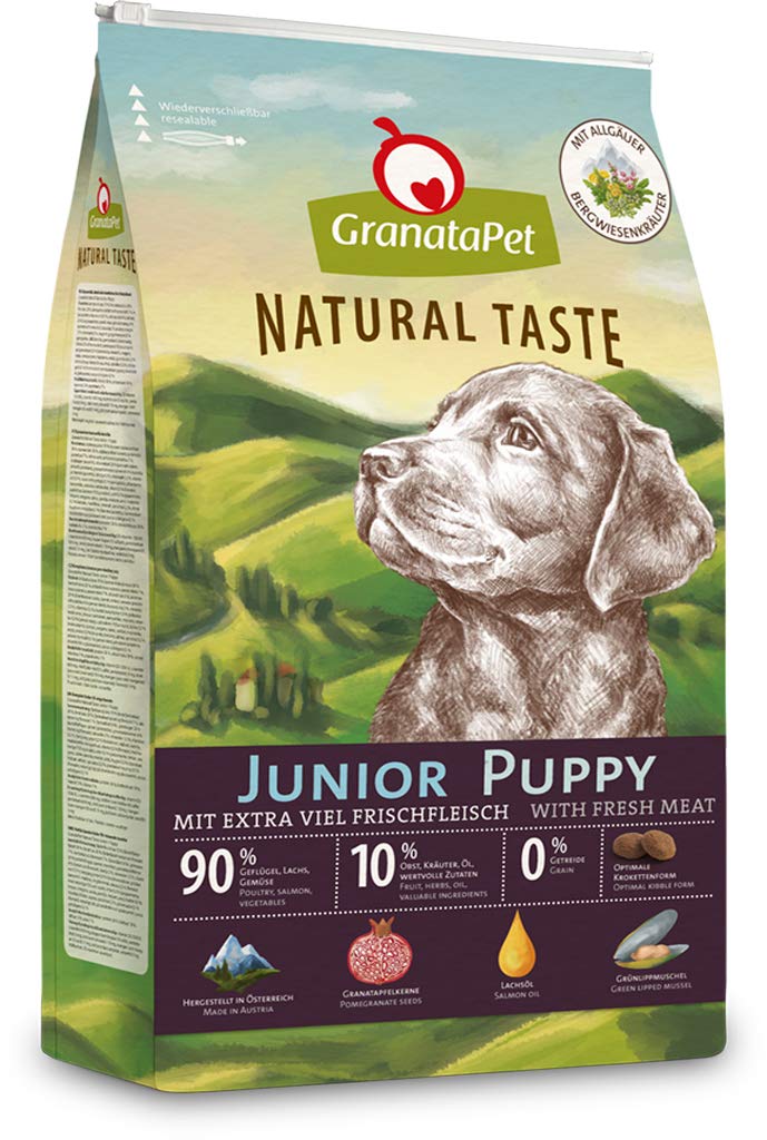 GranataPet Natural Taste Junior, 12 kg, Trockenfutter für Hunde, Hundefutter ohne Getreide & ohne Zu