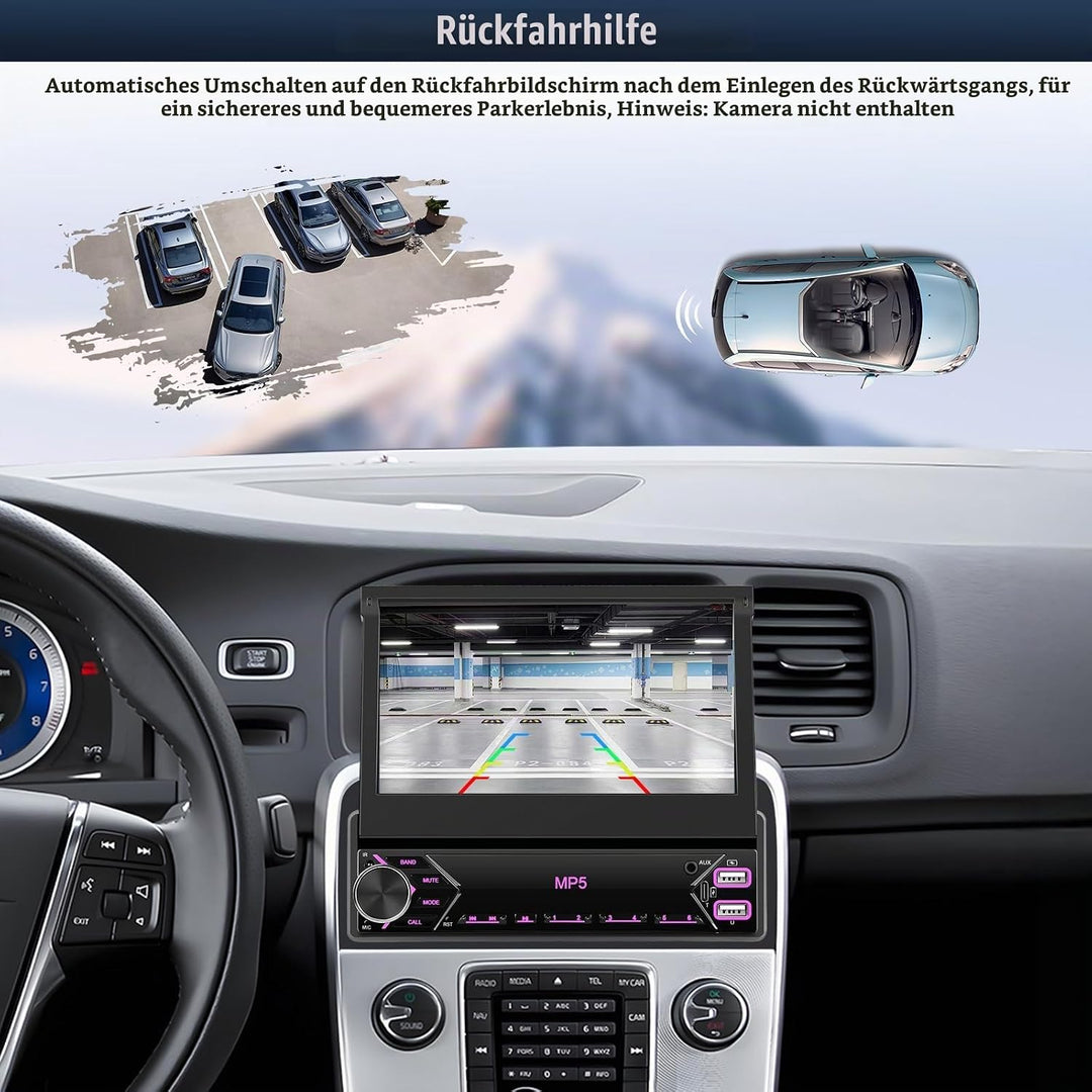 CAMECHO 1 DIN Wireless Carplay Android Auto, 7 Zoll Auto Bildschirm Videoausgang/AUX-IN/FM/TF/Mirror
