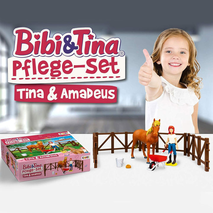 CRAZE Bibi Blocksberg/Bibi & Tina Pflege Set Pflegeset inkl. Pferde Zubehör Figuren Bauernhof Spielz