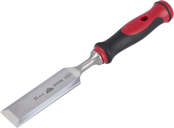 Stemmeisen mit rot-schwarzem 2K-Griff, 35mm, Stubai Profi Stechbeitel zur präzisen Holzbearbeitung,
