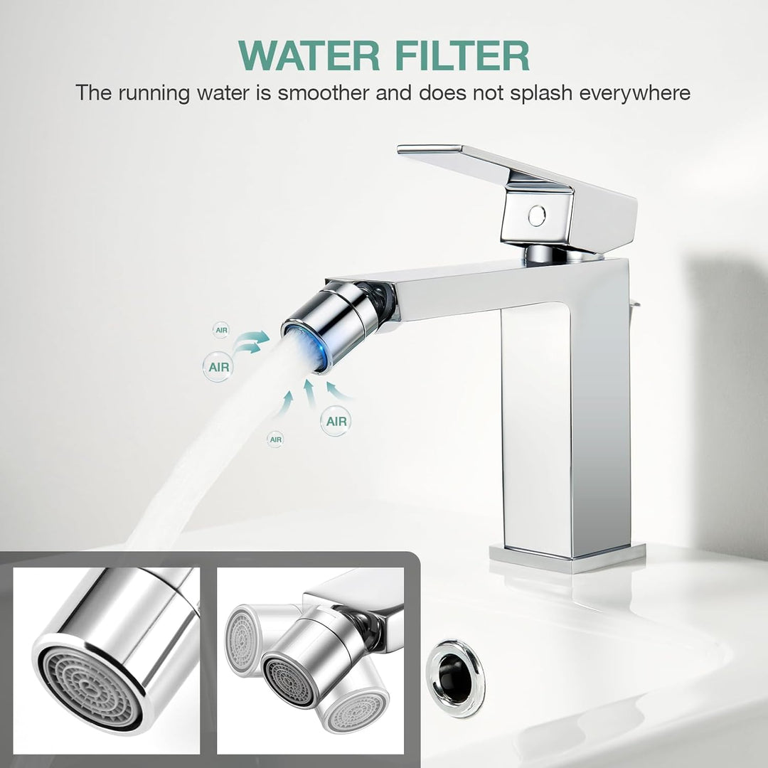Faustina Einhelmischer Bidet-Armatur Toilette mit Zugstange und Ablaufgarnitur, Bidetmischer Einhebe