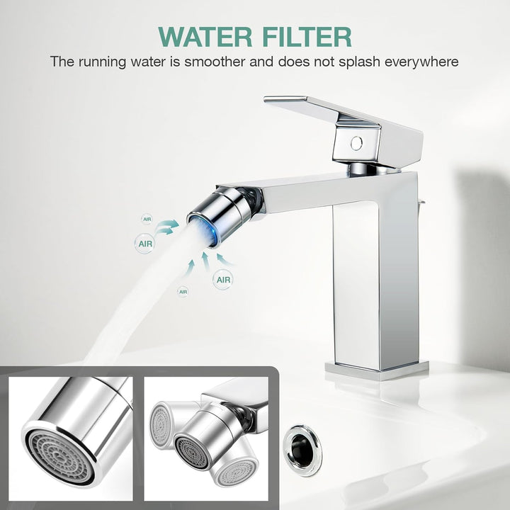 Faustina Einhelmischer Bidet-Armatur Toilette mit Zugstange und Ablaufgarnitur, Bidetmischer Einhebe