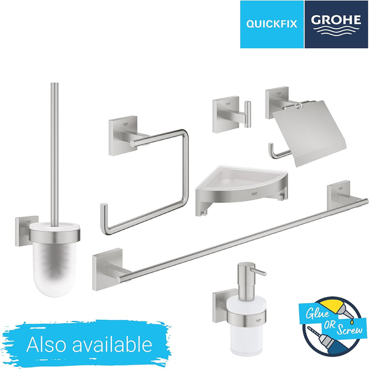 GROHE Start Cube - Papierhalter (mit Deckel, verdeckte Befestigung, Material: Metall), supersteel, 4
