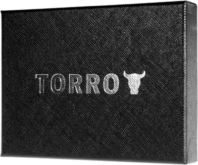 TORRO Herren Geldbörse - Premium-Echtleder-Geldbörse mit RFID-Schutz Slim Bi-Fold Schwarz mit Roten