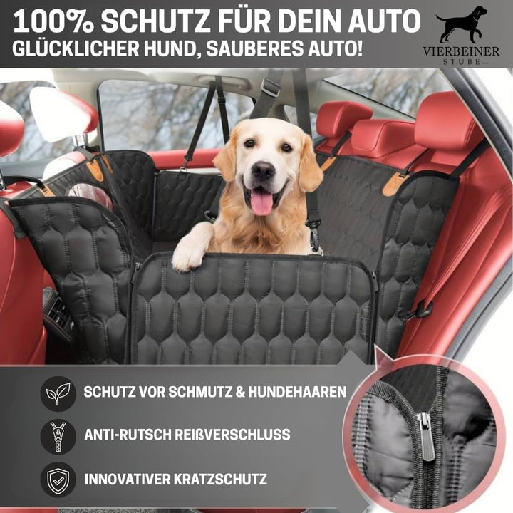 VierbeinerStube Premium Autoschondecke Hundedecke für Rücksitz/Rückbank und Kofferraum – Langlebige
