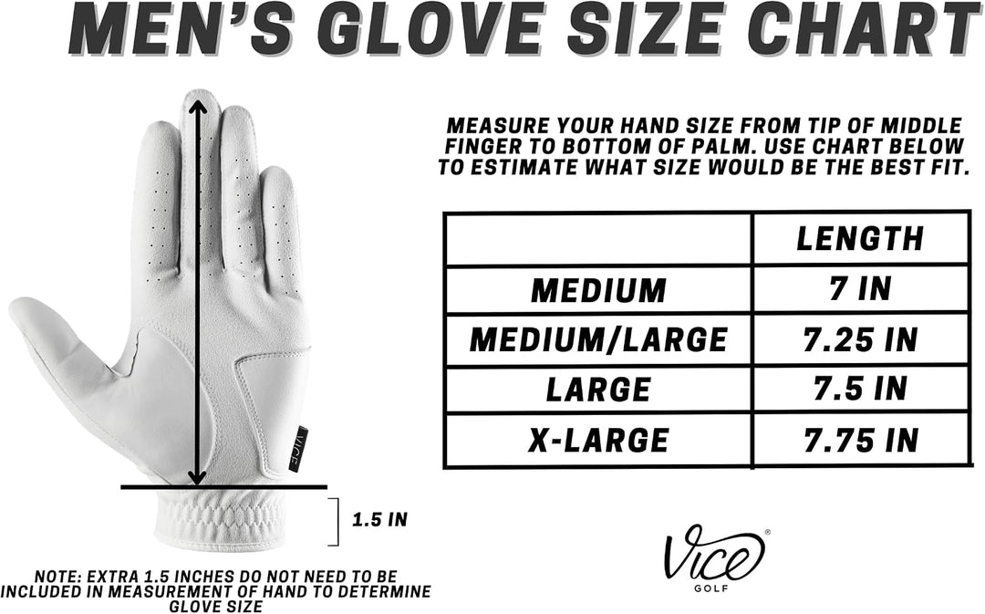 VICE Pure Golfhandschuh, Weiss Medium/Large Links, Left - ML Links